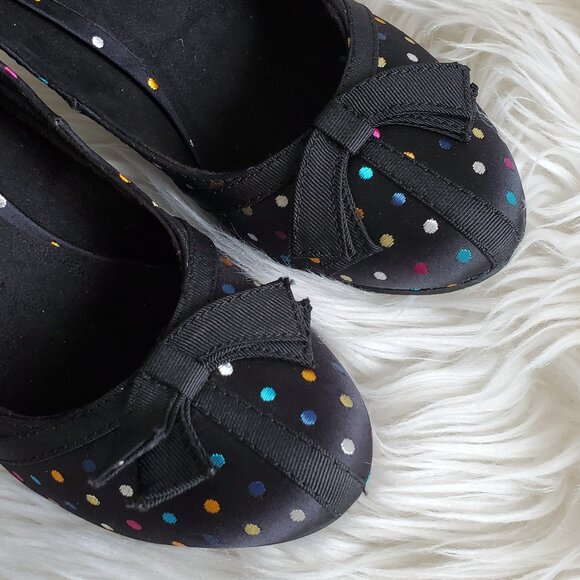 K9 Rocket Dog Black Polka Dot Satin Toe Bow Pumps SZ 8 - Picture 6 of 12